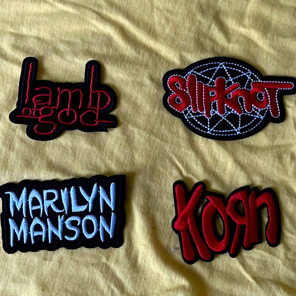 Metal iron on patches. Korn, Slipknot, Lamb of God.